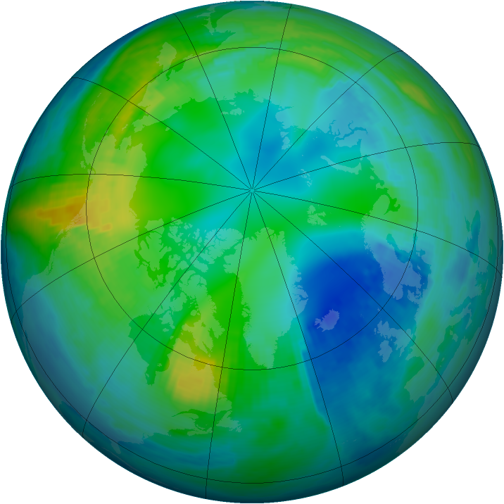 Arctic ozone map for 11 November 1999